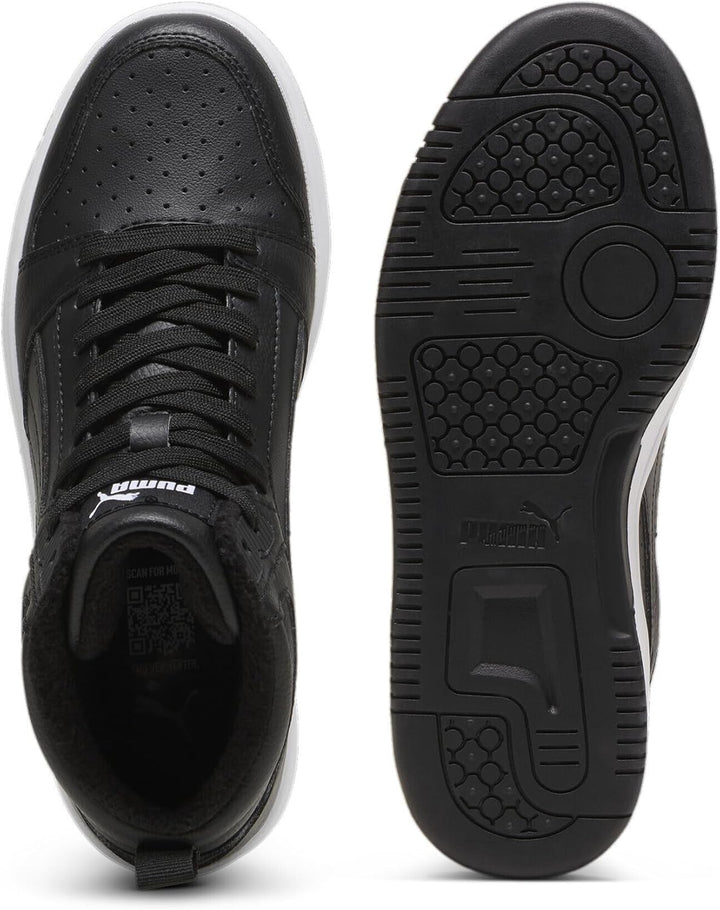 PUMA Unisex Kinder Rebound V6 Mid WTR Jr Sneaker 39 EU Shadow Gray Puma Black Puma White, 39 EU Shad