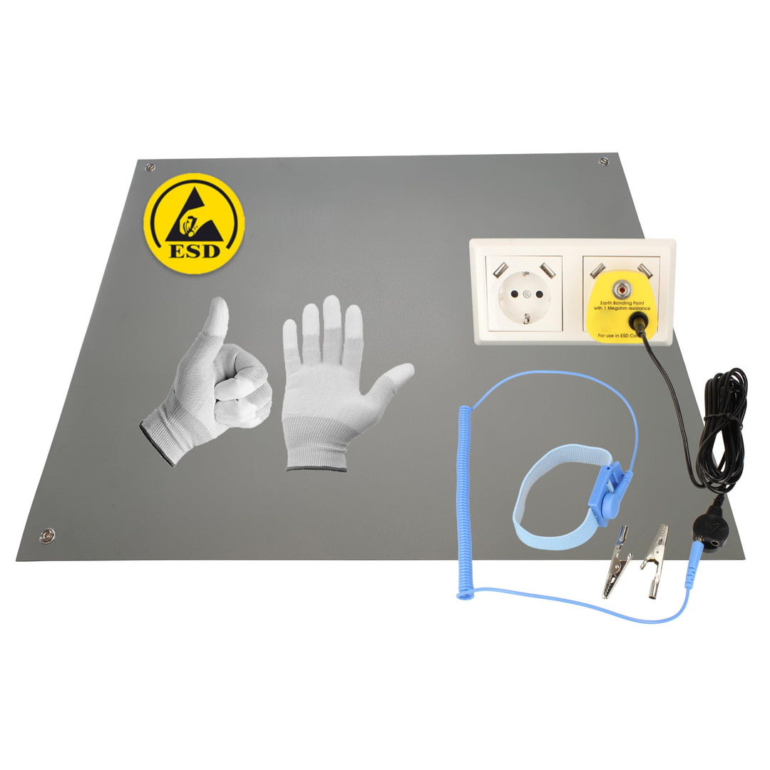 Minadax 120 x 30cm Antistatik ESD Computer Matte Tischmatte „Premiumqualität“ inkl. Manschette + 2,4