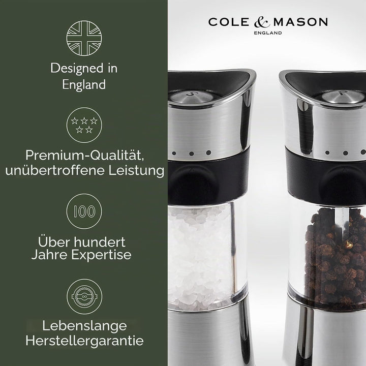 Cole & Mason H306598P Horsham Salz und Pfeffermühle, Chrom, 2er Set Manuell, Acryl, 154mm, Classic I