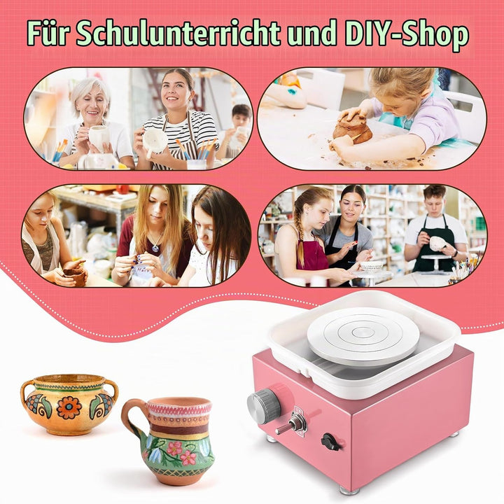 Mini Elektrisch Töpfermaschine, Couleeur 2000RPM 10/6.5CM Einstellbare Geschwindigkeit Metall-Drehte