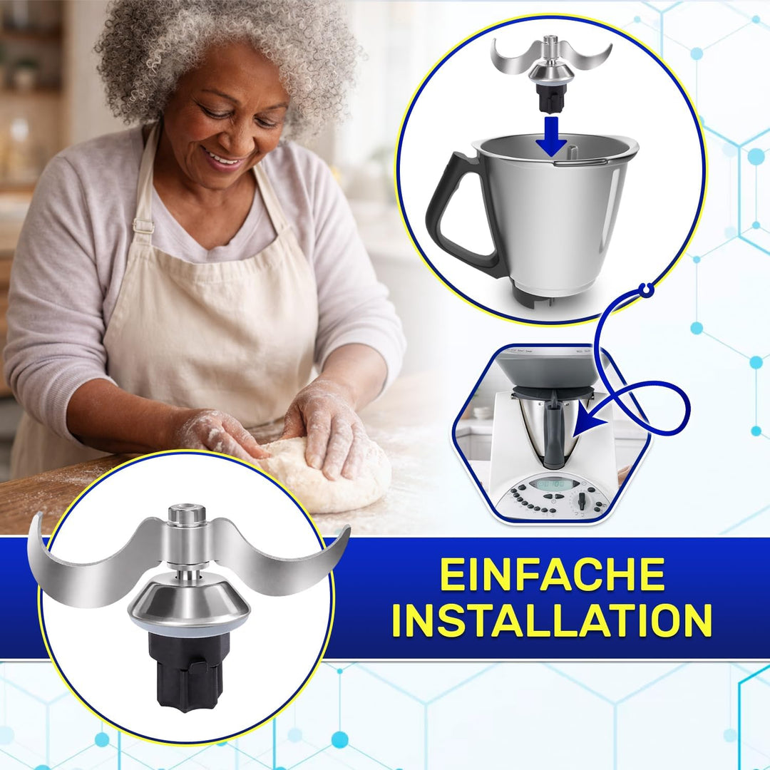 MONTERAL Teigmesser für Thermomix TM31 mit Dichtungsring - Messer für Vorwerk Küchenmaschine ist Her