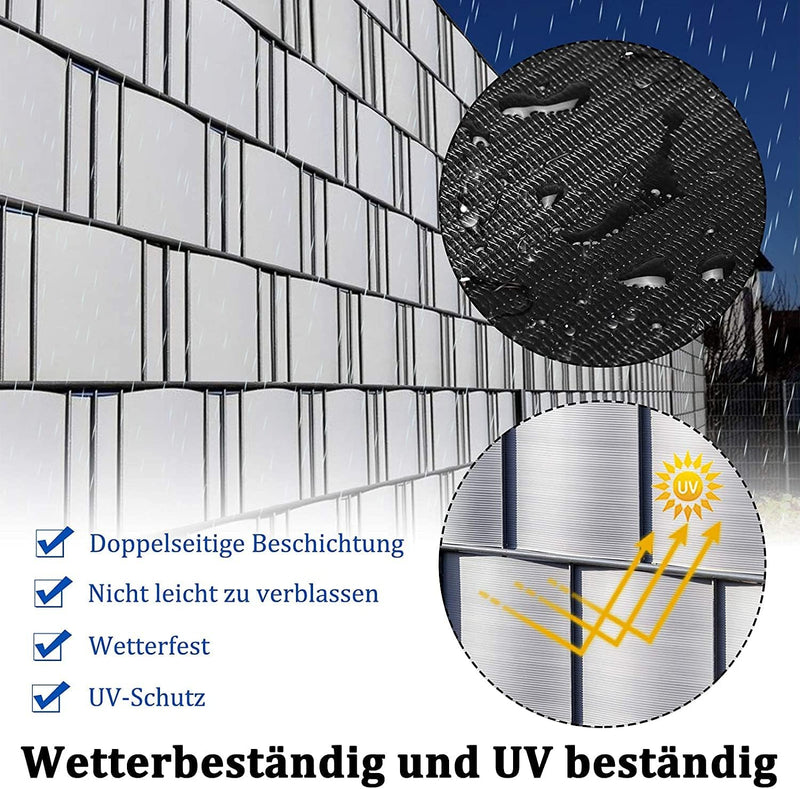 UISEBRT PVC Sichtschutzstreifen für Doppelstabmatten, 70 m x 19 cm Doppelstabmattenzaun, Blickdichte