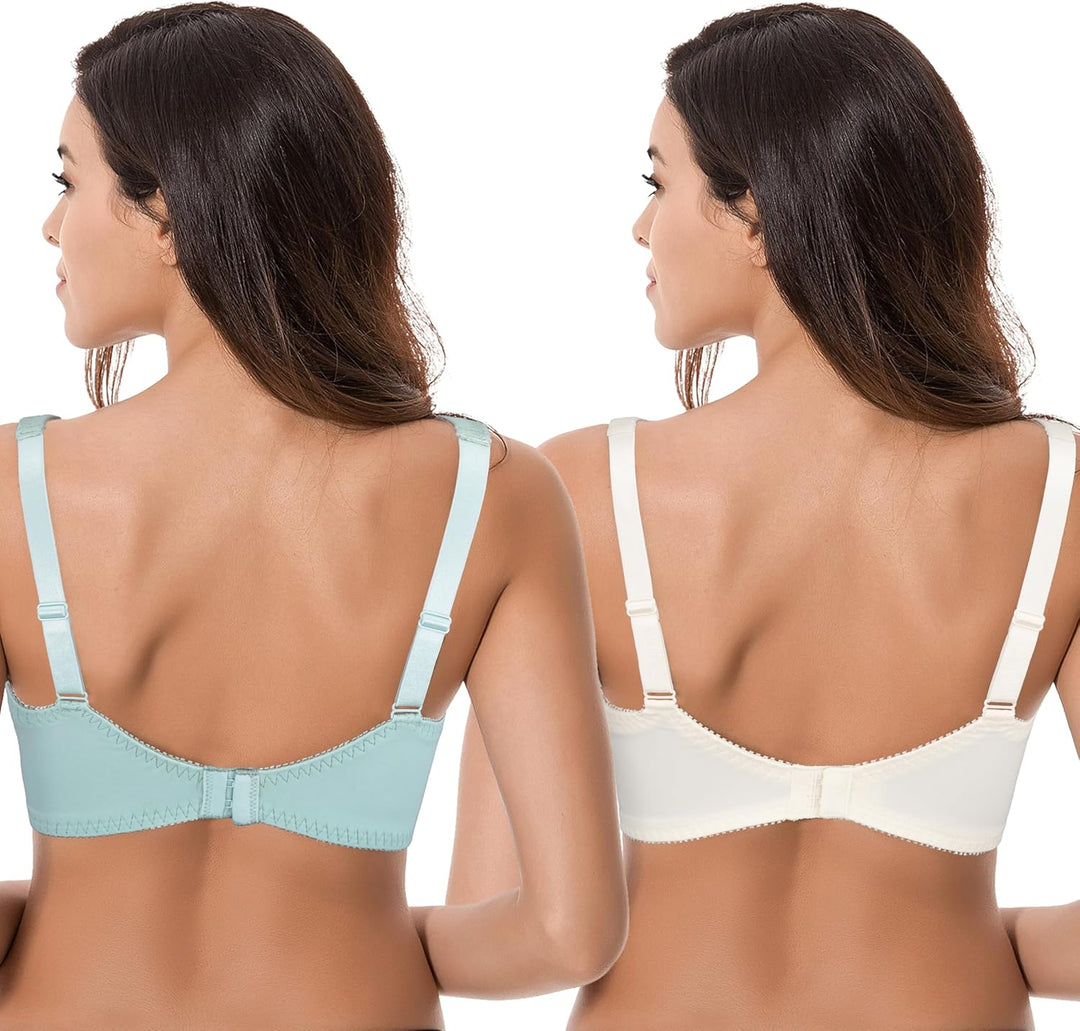 Curve Muse Damen Übergrösse Minimizer Bügel-BH mit Stickspitze - 2er Pack 75C Blauer Dunst, Hell-pin