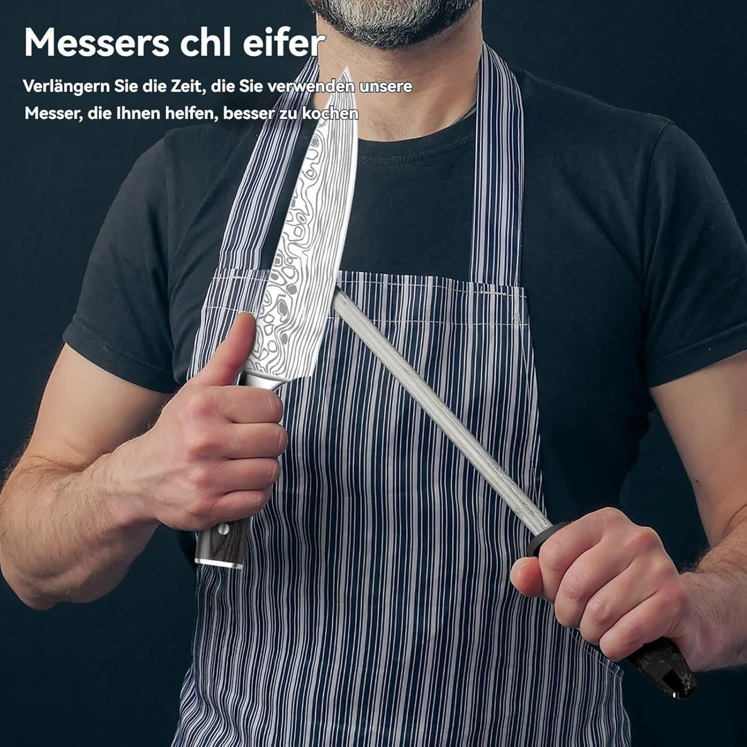 Kochmesser Set 5pcs aus Hochwertigem Edelstahl Profi Küchenmesser Set mit Kochmesser Brotmesser Naki