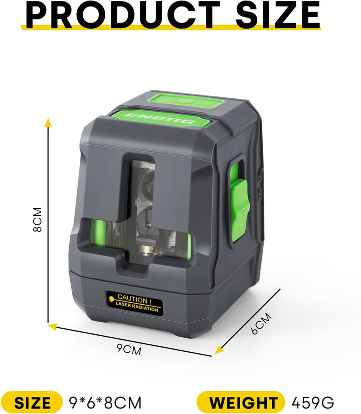 Kreuzlinienlaser Grün, ENVENTOR EN011G Selbstnivellierend Linienlaser 25m ± 0,3mm/m, Vertikale/Horiz