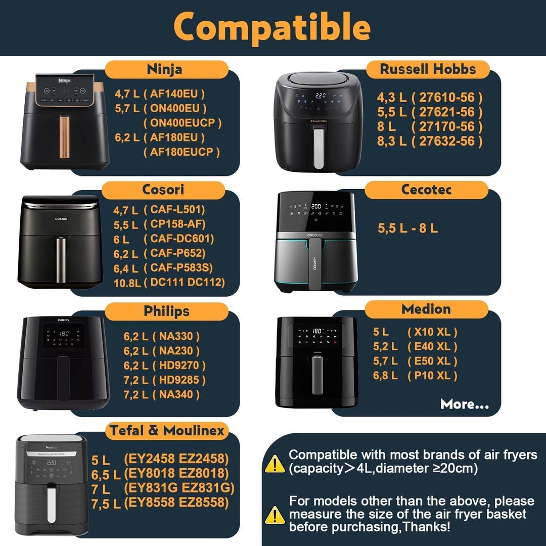 19-23cm Heissluftfritteuse Zubehör für Ninja AF180EU Max Pro 6,2 L AF140EU 4,7L, COSORI 5,5L 6L 6,2L