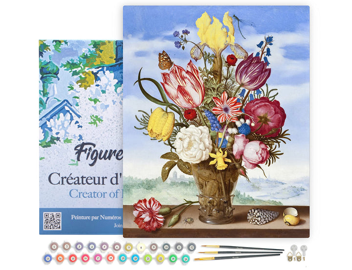 Figured'Art Malen Nach Zahlen Erwachsene Mit Rahmen Blumenstrauss - Ambrosius Bosschaert - Paint by