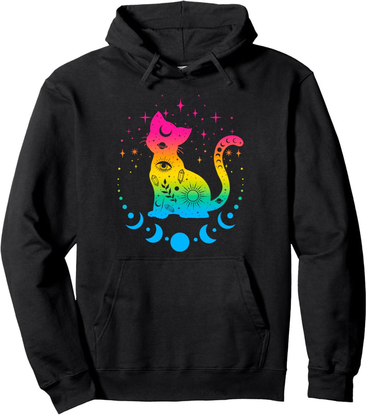 Pansexuelle Pride-Flaggenfarben, Astronomie Katze Pullover Hoodie