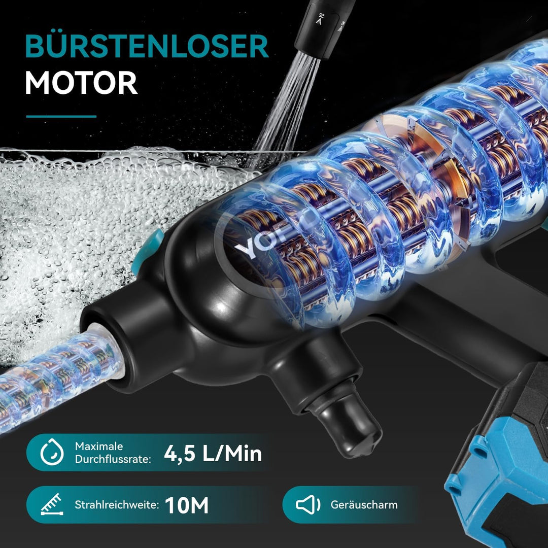 YOFIDRA Akku Hochdruckreiniger, mit Akku 18V Max 500Bar Tragbarer Kabelloser Hochdruckreiniger mit 2