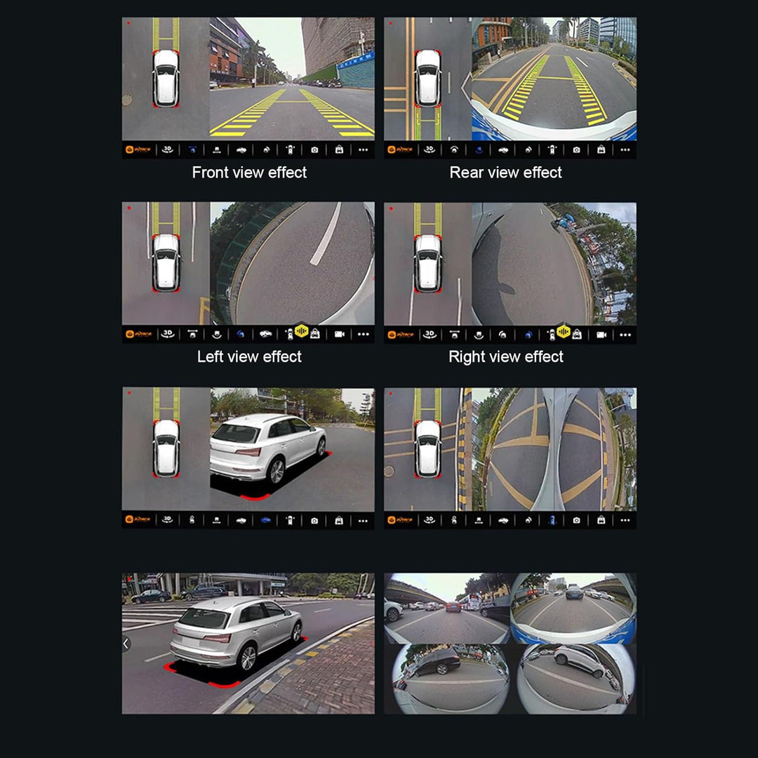 360°-Auto-Panoramakamera, Autokamera Rechts Links Vorne Hinten Panorama-Rundumsicht, Vogelsicht-Rund