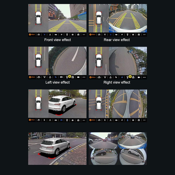 360°-Auto-Panoramakamera, Autokamera Rechts Links Vorne Hinten Panorama-Rundumsicht, Vogelsicht-Rund