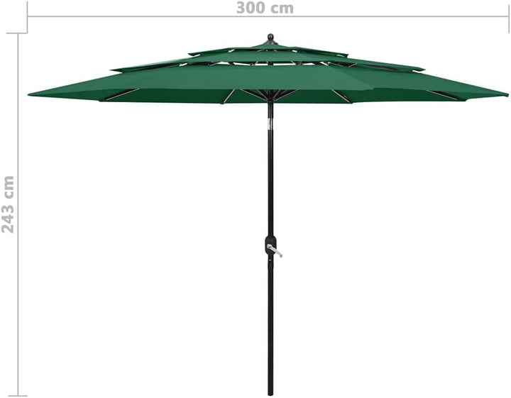vidaXL Sonnenschirm mit Aluminium-Mast 3-lagig Ampelschirm Gartenschirm Marktschirm Strandschirm Kur