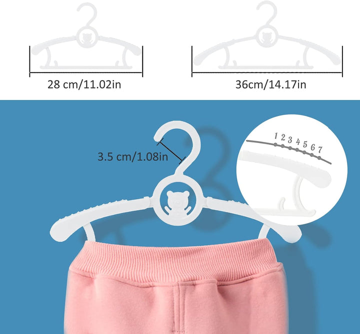 HGYZE kleiderbügel Kinder 20 Stück, 29-37cm ausziehbar rutschfest Weiss | Stapelbarer kinderkleiderb