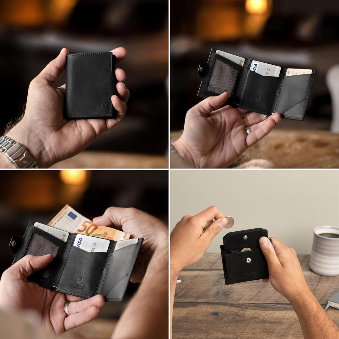 DONBOLSO Wallet NextGen Leder I Slim Wallet mit Münzfach I Geldbeutel mit RFID Schutz I Kartenetui b