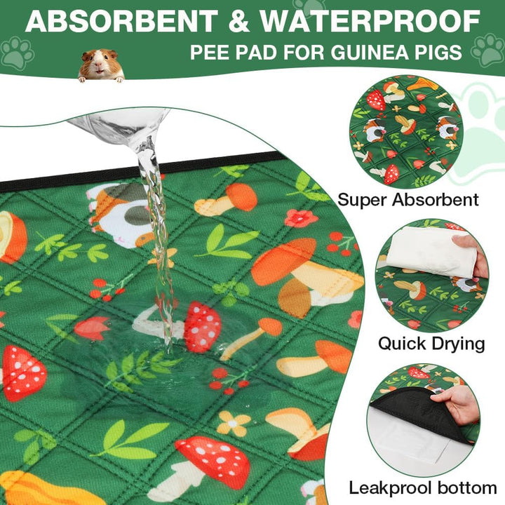 Wiederverwendbare PIPI Pads Matte für Meerschweinchen, 2PC Waschbar und 4 Lagen Super Saugfähige Unt