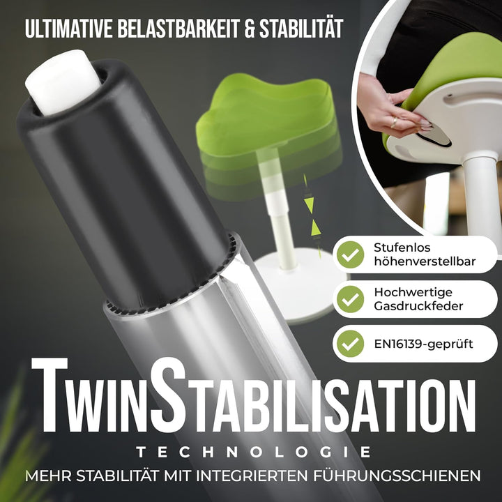 SH-01S Bürohocker Ergonomisch [IGR Zertifiziert] | Sitzhocker ergonomisch höhenverstellbar [47-65 cm