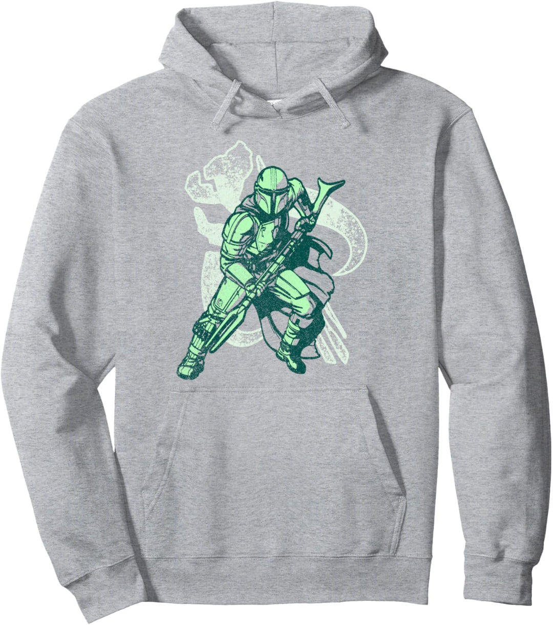 Star Wars Mandalorian Green Mando Mythosaur Skull Pullover Hoodie
