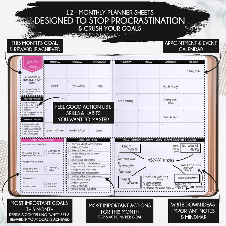 Law of Attraction Terminplaner 2024 - Deluxe Wochen- und Monatsplaner, eine 12-monatige Reise zur St