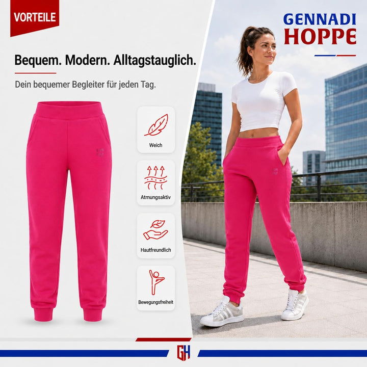 Gennadi Hoppe Damen Jogginghose Trainingshose Sweat Pants Sporthose Fitness Hose XS Purpur-pink, XS