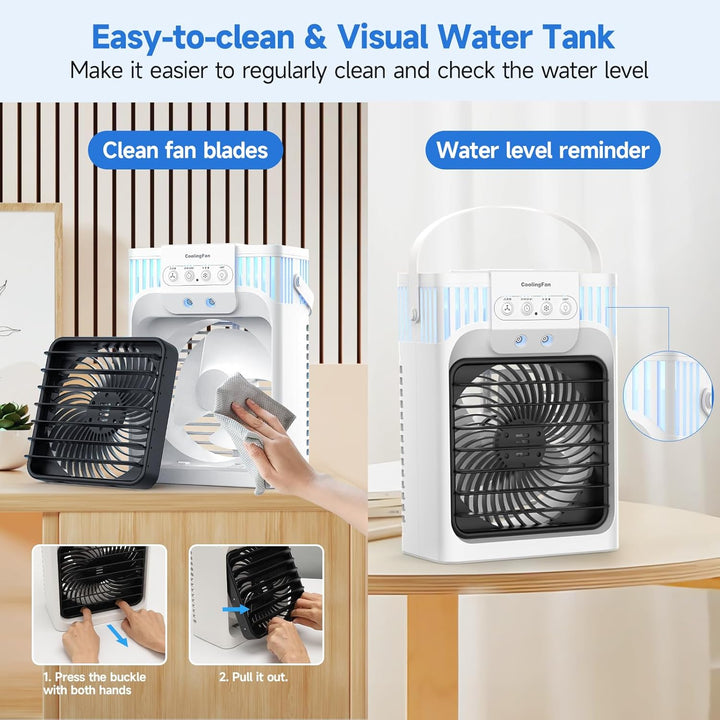 1200ml Mobile Klimaanlage mit Fernbedienung, 5 in 1 Mobiles Klimagerät, 3 Geschwindigkeiten, 3 Nebel