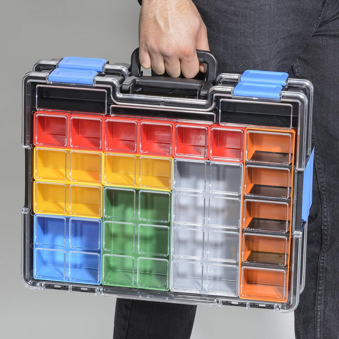 allit Kleinteilekoffer 454270 mit Verbindungsclips, flexiblen Trennstegen und hochschlagfestem Decke