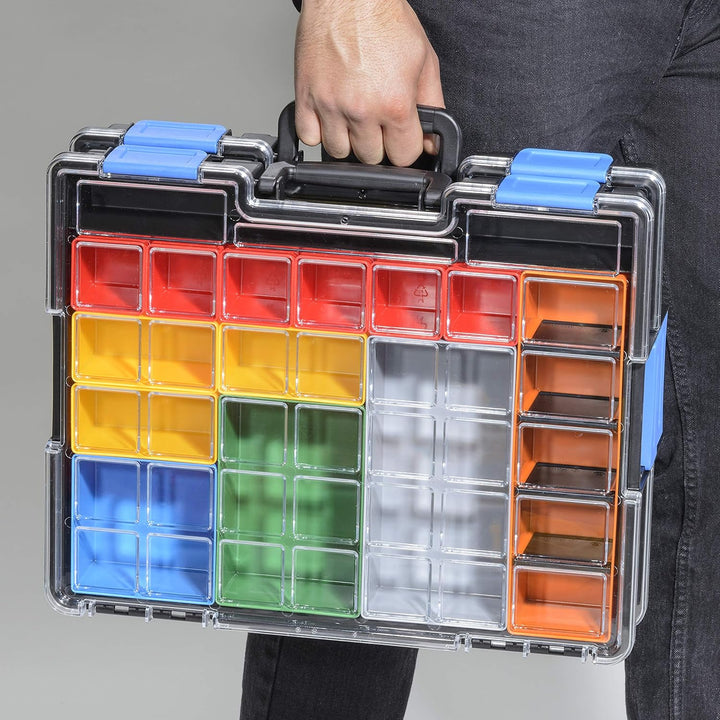 allit Kleinteilekoffer 454270 mit Verbindungsclips, flexiblen Trennstegen und hochschlagfestem Decke