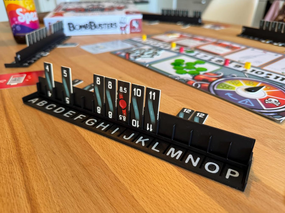 Kabelhalter kompatibel mit Bomb Busters – 5er-Set, klappbar, schwarz mit weisser Beschriftung
