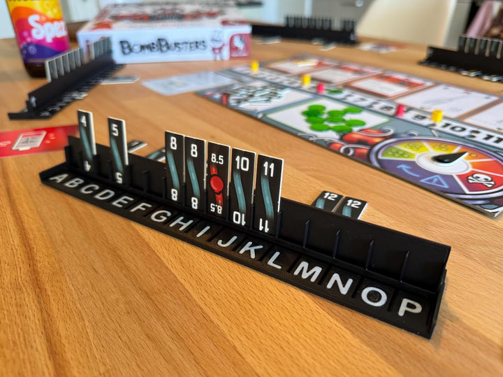 Kabelhalter kompatibel mit Bomb Busters – 5er-Set, klappbar, schwarz mit weisser Beschriftung