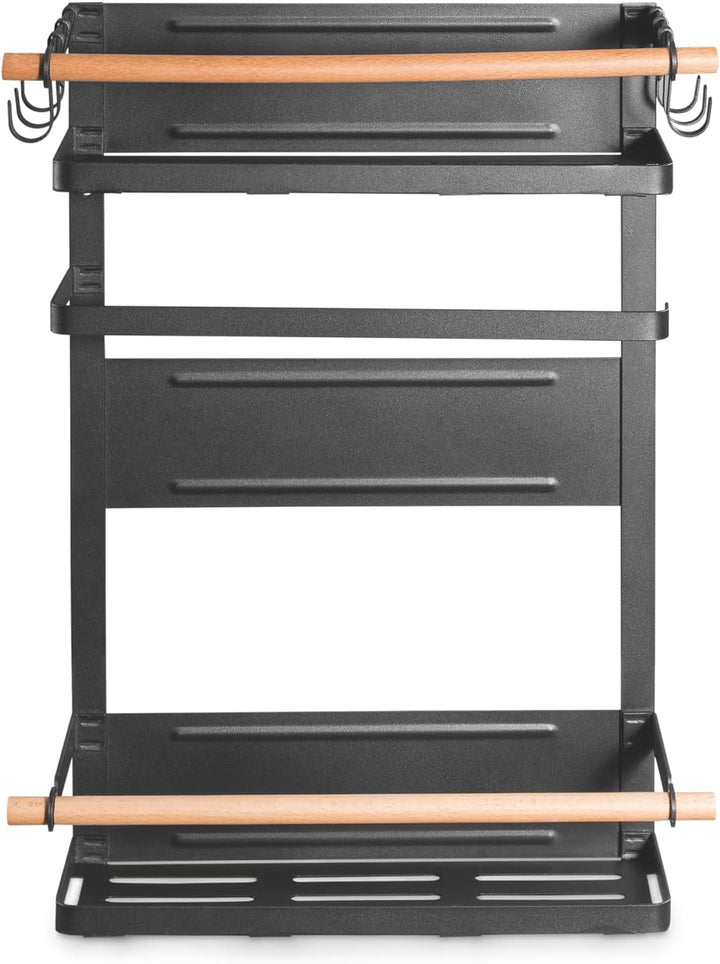 PureMounts® Magnetisches Seiten-Regal, belastbar bis 12kg, Hänge-Regal mit abnehmbaren Haken und Hol