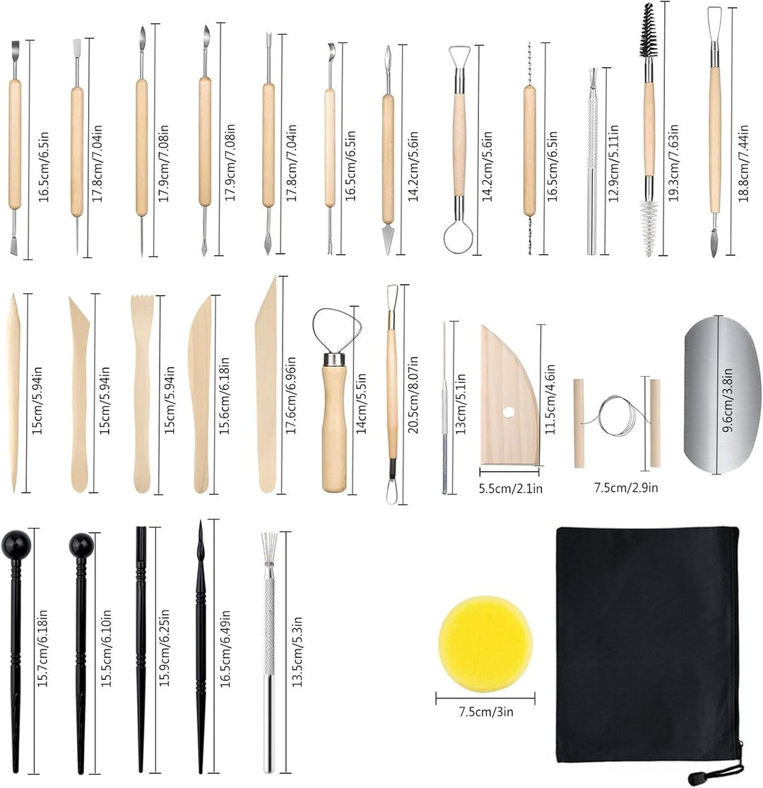xiaowanwan 30 Stück Modellierwerkzeug Ton,Töpferwerkzeug Set,Sculpting Keramik Clay Tools,Polymer Cl