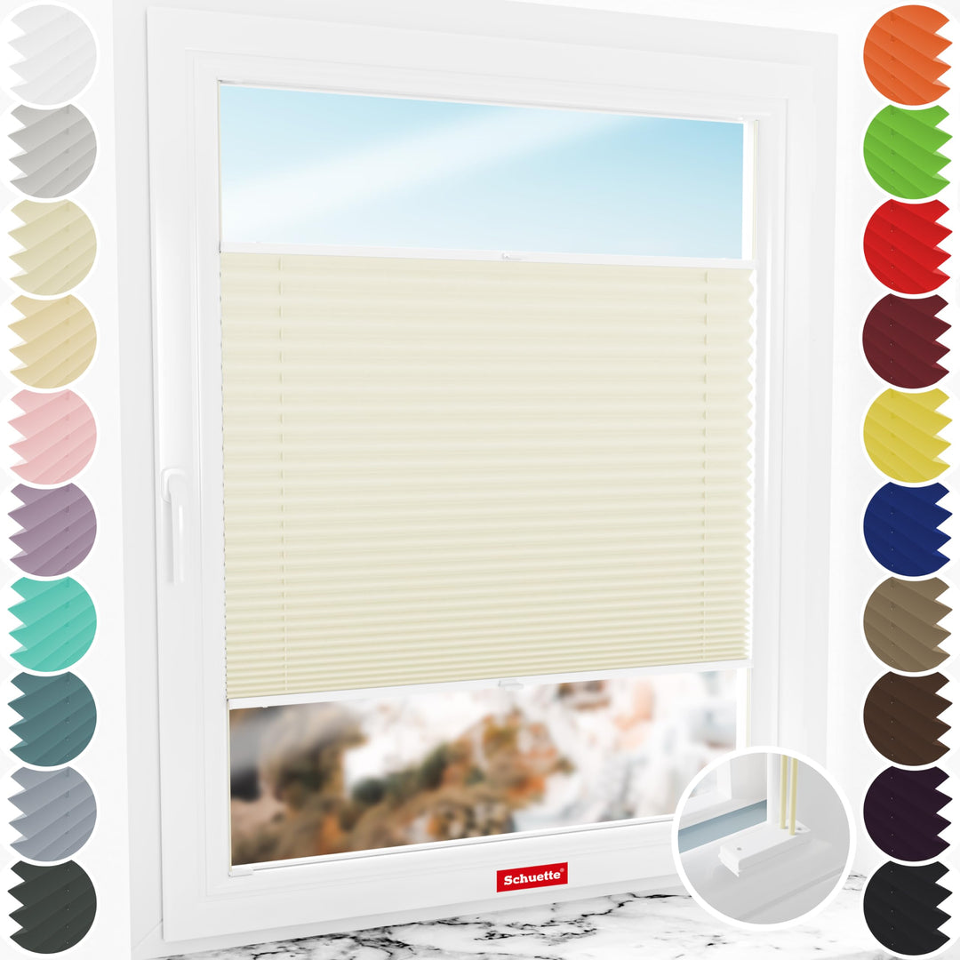 Schuette® Plissee mit Bohren zum Anschrauben ● Premium Kollektion: Vanilla Ice Cream (Creme) ● 40x10