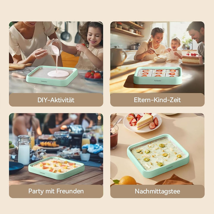 Eisplatte Eis Rolls, SUS316 Lebensmittelqualität, Ice Rolls Maschine Inklusive Deckel & 2 Spatel, DI