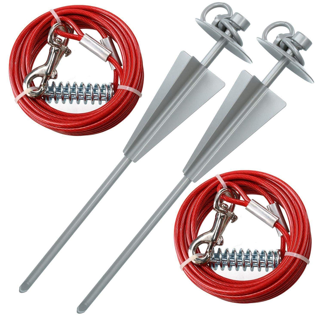 AB Tools 2 x Extra Starke Hund Pfahl Spike & 2 x 15ft Witterungsbestandig Tie-Out Kabel