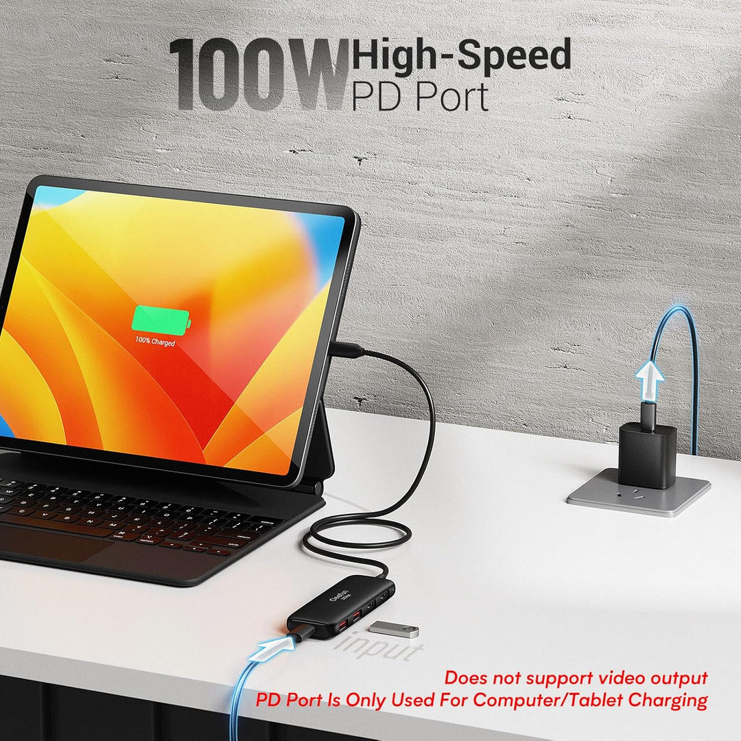 Qeefun 10Gbps USB C Hub, 3.2 USB Hub mit 2 USB-C und 2 USB-A, USB 3.2 GEN 2 Splitter mit 100W Power