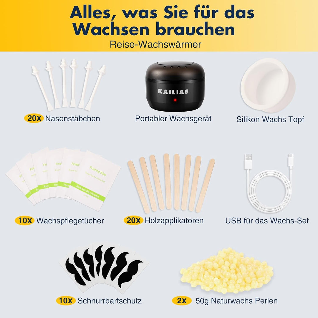 Nose Wax Kit,Nasenhaar Wachs,Nasenwachs Haarentfernung Set für Männer und Frauen,Tragbarer Nasenhaar