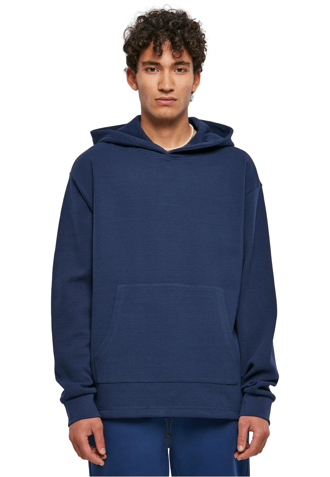 Urban Classics Herren Oversized Waffle Hoody M Darkblue, M Darkblue