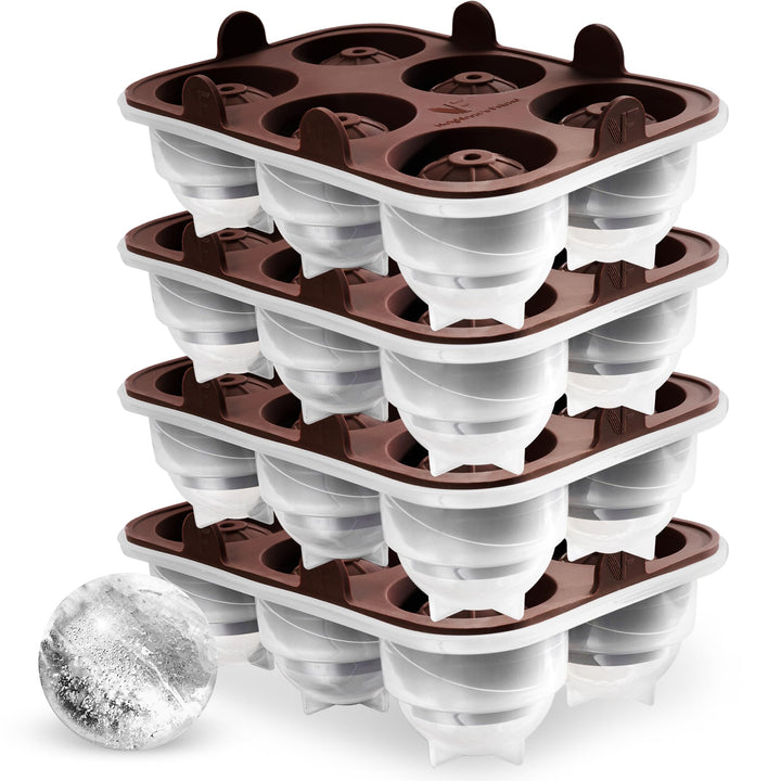 Neighbour’s Friend Patentierte Runde Eiswürfelform 4er Pack - XXL Eiskugelform für Whisky, Rum & Coc