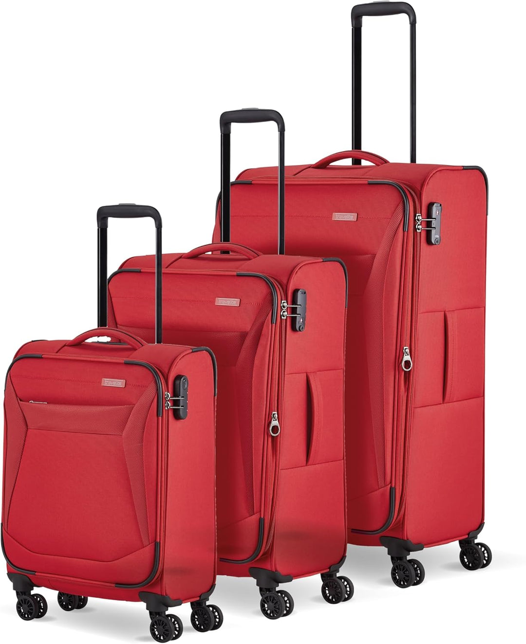 travelite 4-Rad Koffer Set Weichschale, Grössen L/M/S, Serie CHIOS Trolley Set in zeitloser Optik, H