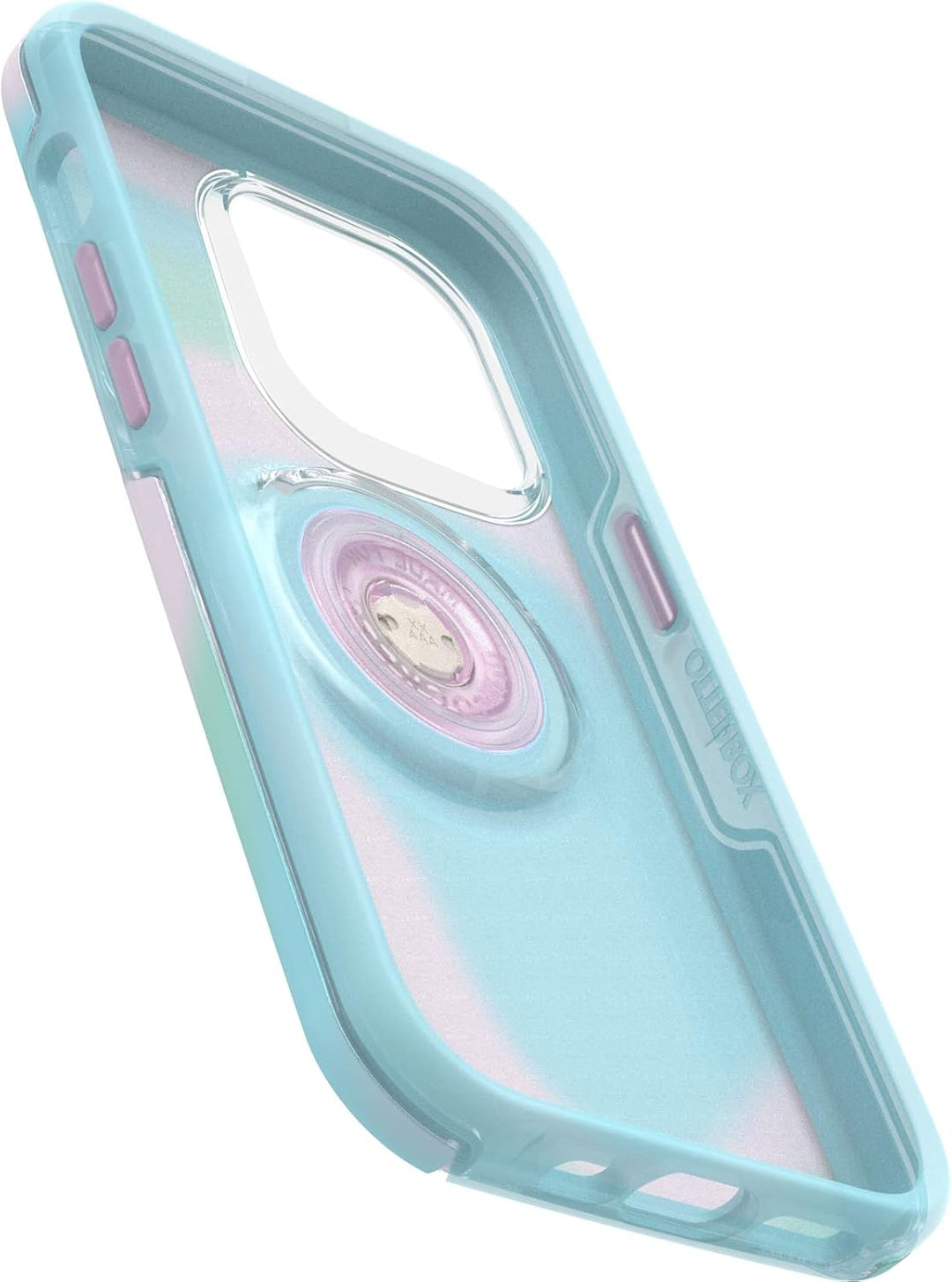 OtterBox Otter + POP Symmetry Clear Series für iPhone 14 Pro – Glänzende Aura (Pink) Otter + Pop Sym