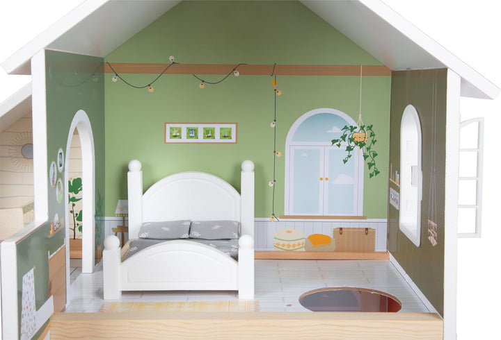 small foot Puppenhaus mit Dachterrasse aus Holz, mit offener Front und Zubehör, für Kinder ab 3 Jahr