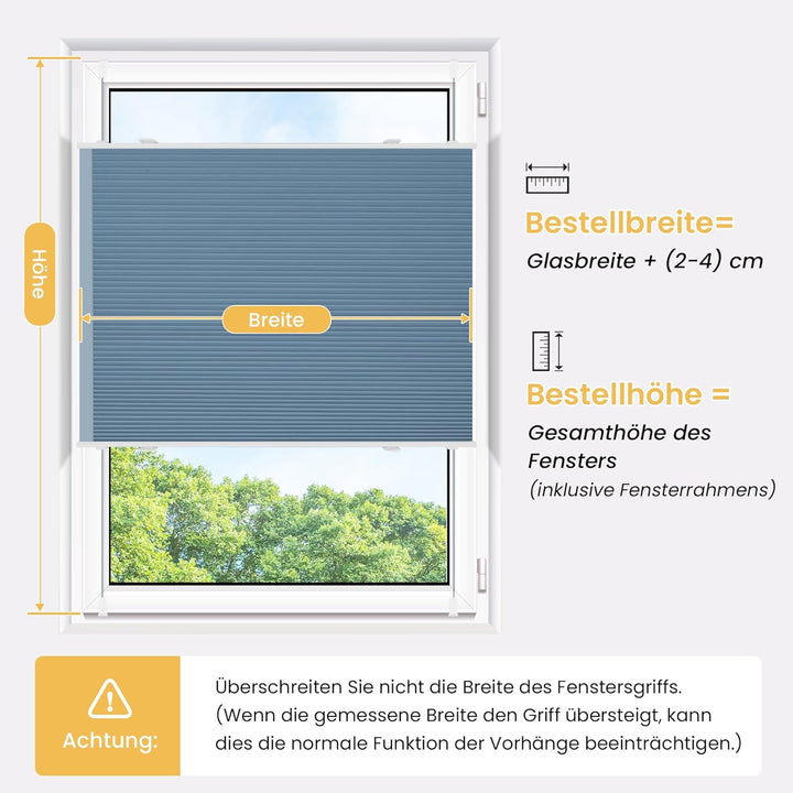 BelleMax Plissee Verdunklung Klemmfix Wabenplissee ohne Bohren Hellblau-Weiss 40x110cm(BxH), Thermo