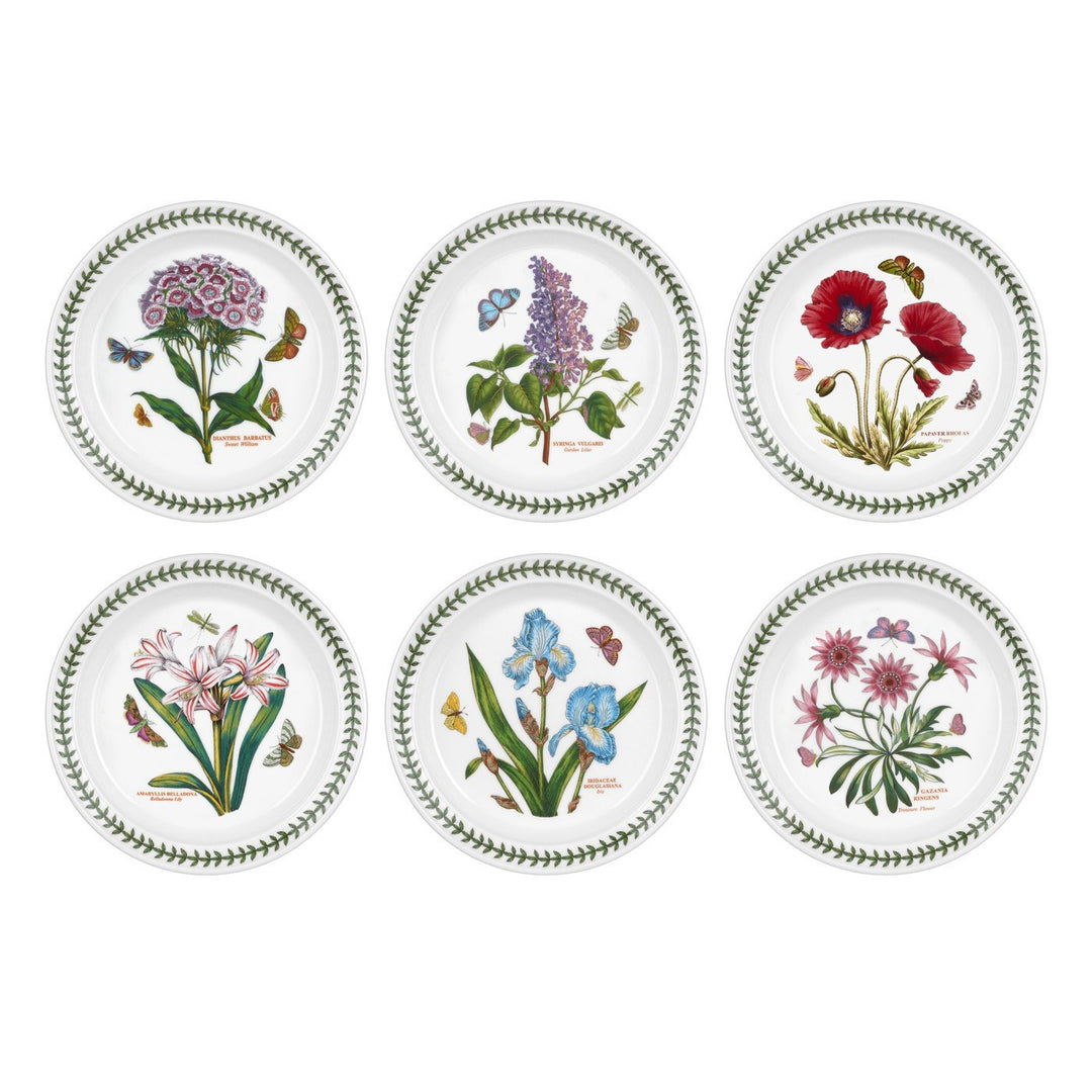 Botanic Garden Teller mit verschiedenen Blumenmotiven, 20 cm gross, 6 Stück