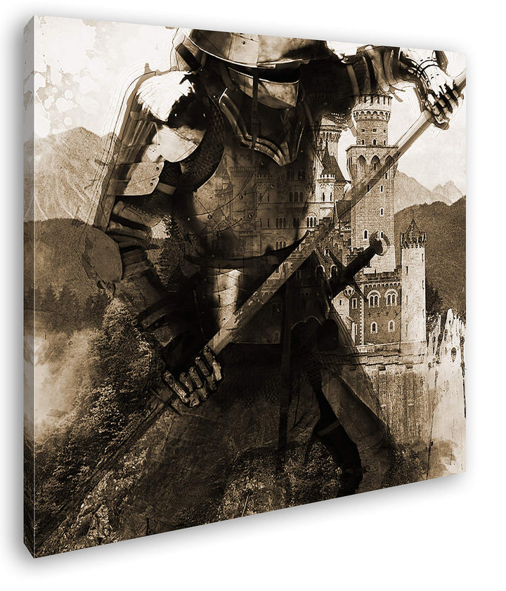 deyoli Mittelalter - Illustration Format: 70x70 Effekt: Sepia als Leinwandbild, Motiv auf Echtholzra
