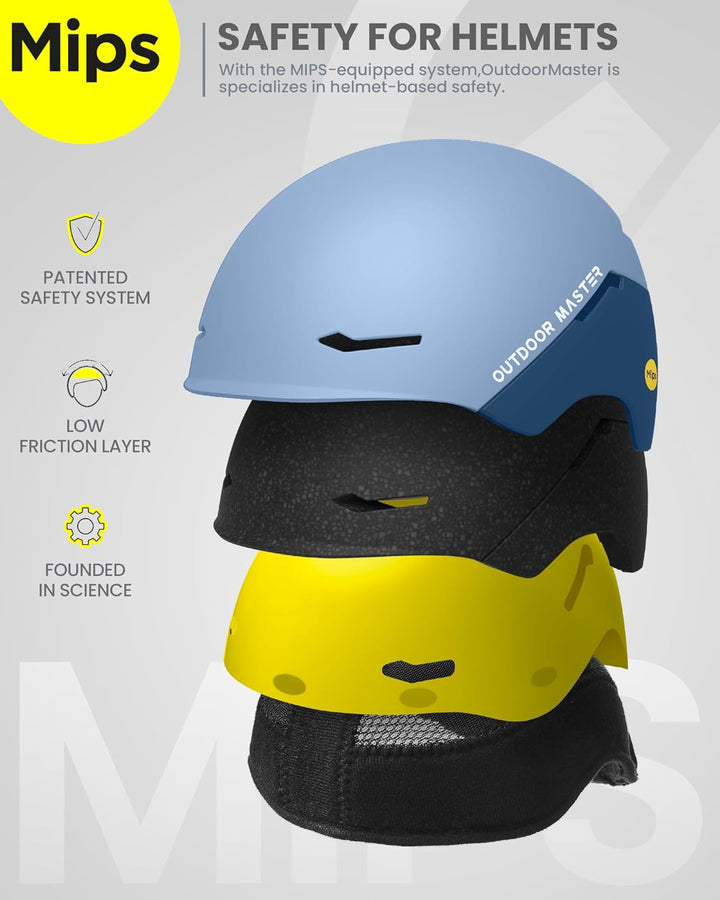 OutdoorMaster ELK MIPS Skihelm - Schneesporthelm Snowboardhelm für Männer Frauen & Jugend Blau Crash
