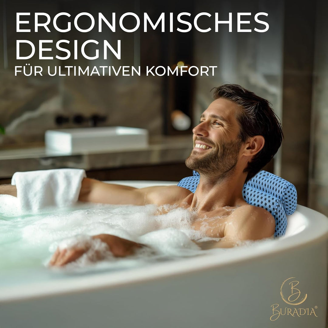 Badewannenkissen inkl. Wäschenetz - Ultimativer Komfort und Entspannung mit neuester Air Mesh Techno
