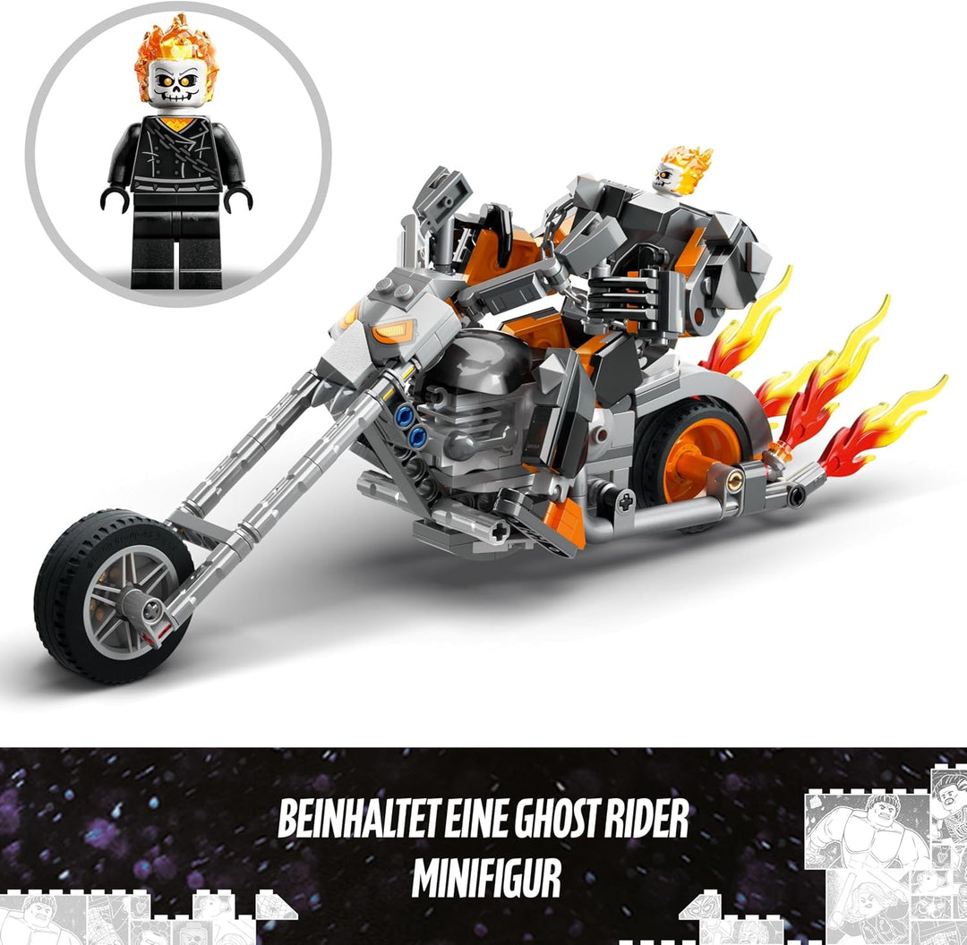 LEGO 76245 Marvel Ghost Rider mit Mech & Bike, Superhelden Motorrad Spielzeug zum Bauen mit Kette un