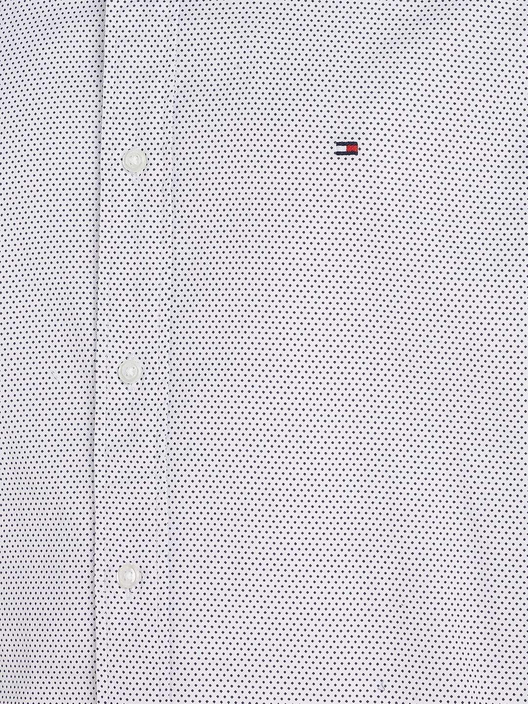 Tommy Hilfiger Herren Core Flex Mini Geo PRT Rf Shirt Freizeithemden S Weiss (White / Carbon Navy),