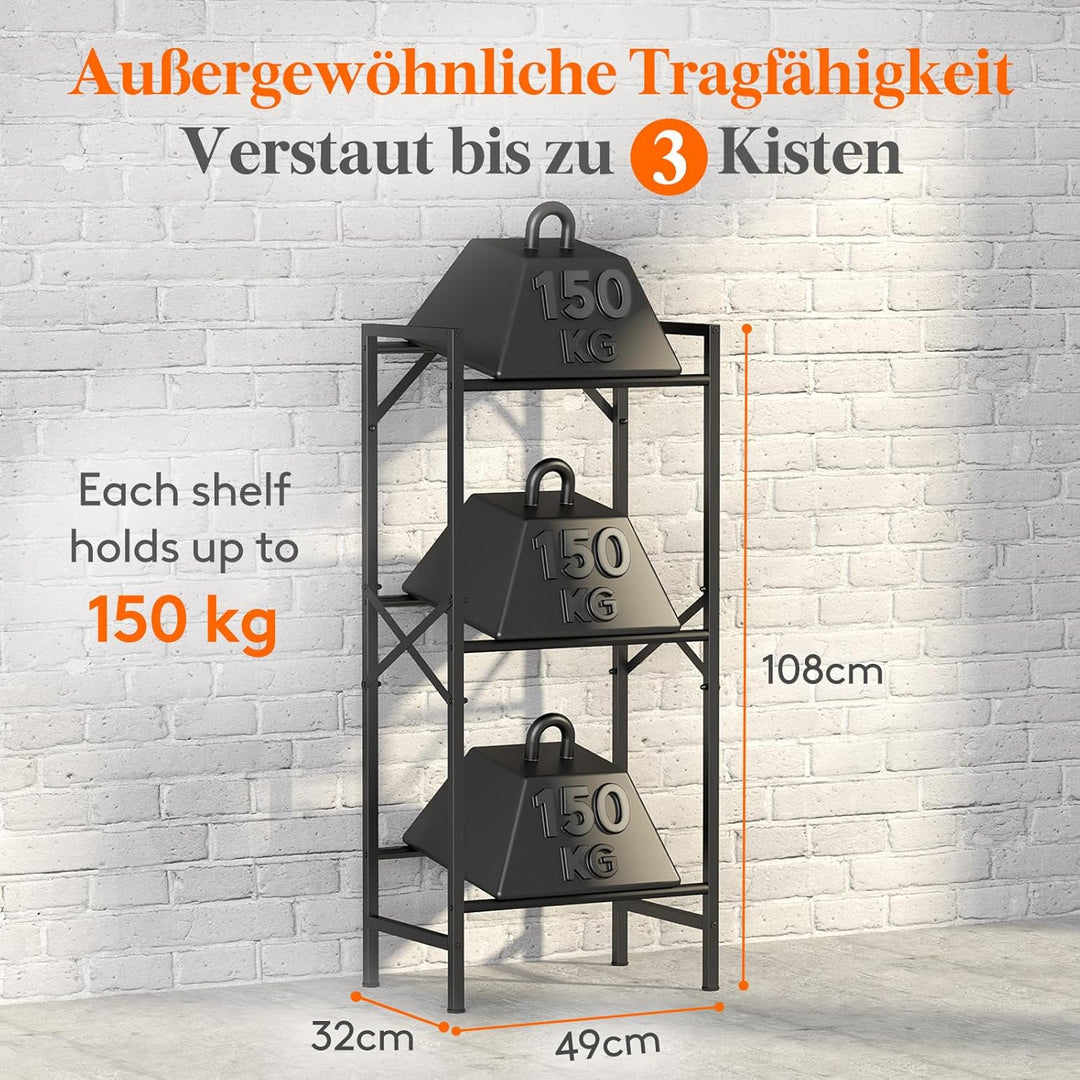 Lifewit Getränkekistenregal 3 Kisten hoch, Stabiles Kistenregal Metall trag. 450 kg, platzsparendes