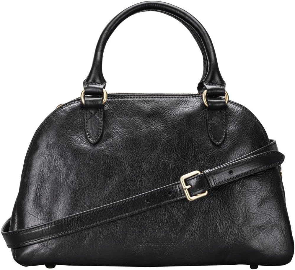 Maxwell Scott Hochwertige Damen Leder Bowling Bag Handtasche LilianaS in Schwarz