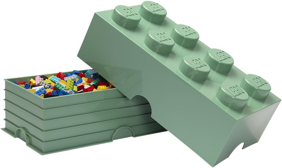 Room Copenhagen Lego Aufbewahrungsstein, Plastik, Sand Grün, 25 x 50 x 18 cm, 1 Einheiten